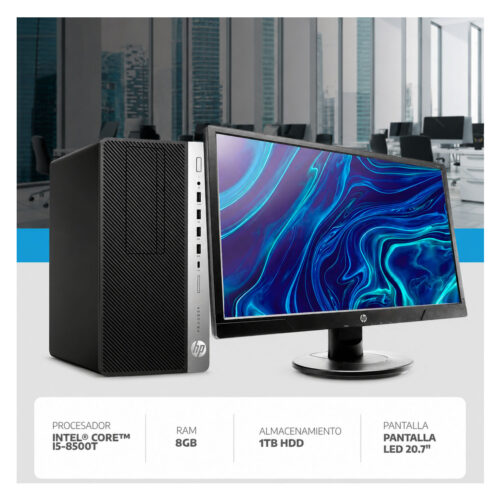 Combo kit HP ProDesk 600 G4, Intel Core i5-8500T, 8GB/1TB HDD + Monitor/teclado/mouse